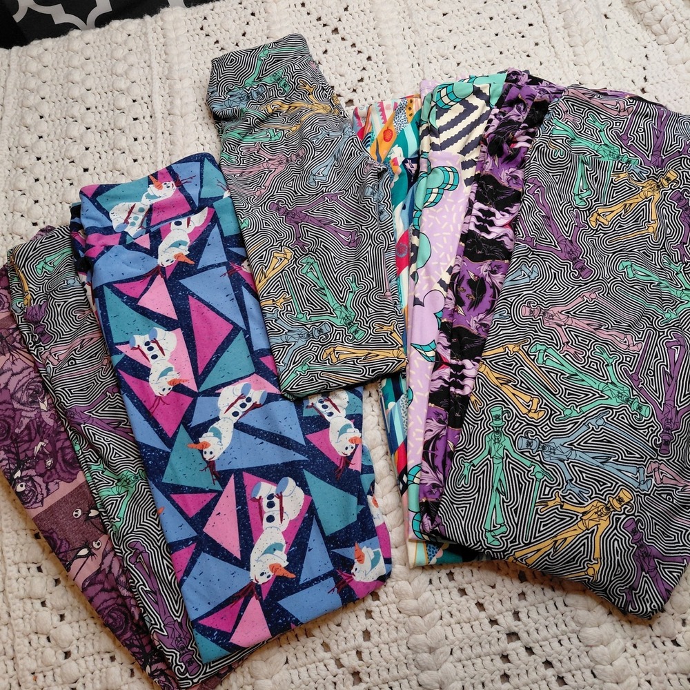 Lot 8 LuLaRoe Leggings Disney Olaf Mommy & Me 4‎ TC 3 OS 1 Kids L/XL Villian   +